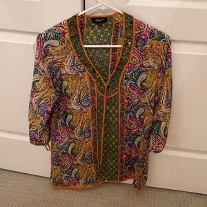 Silk Paisley Tunic Coverup Small